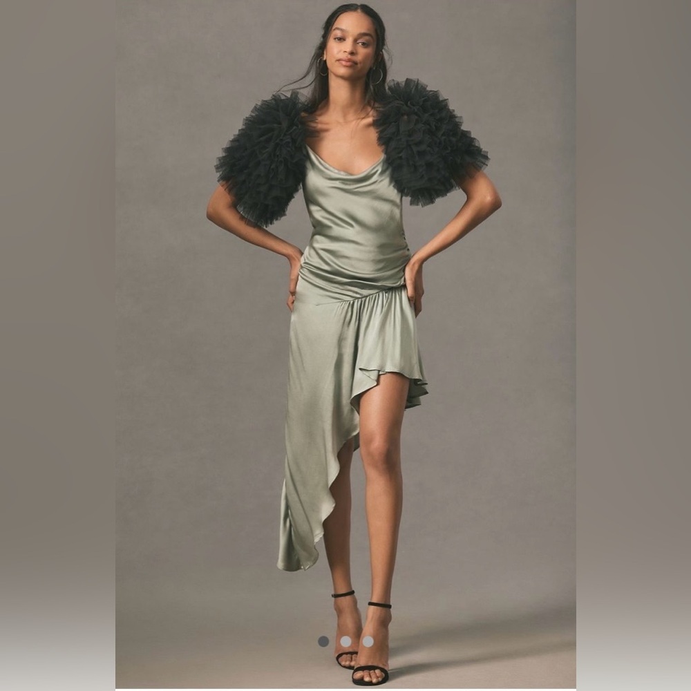 Anthropologie Black Tulle Ruffle Sleeves